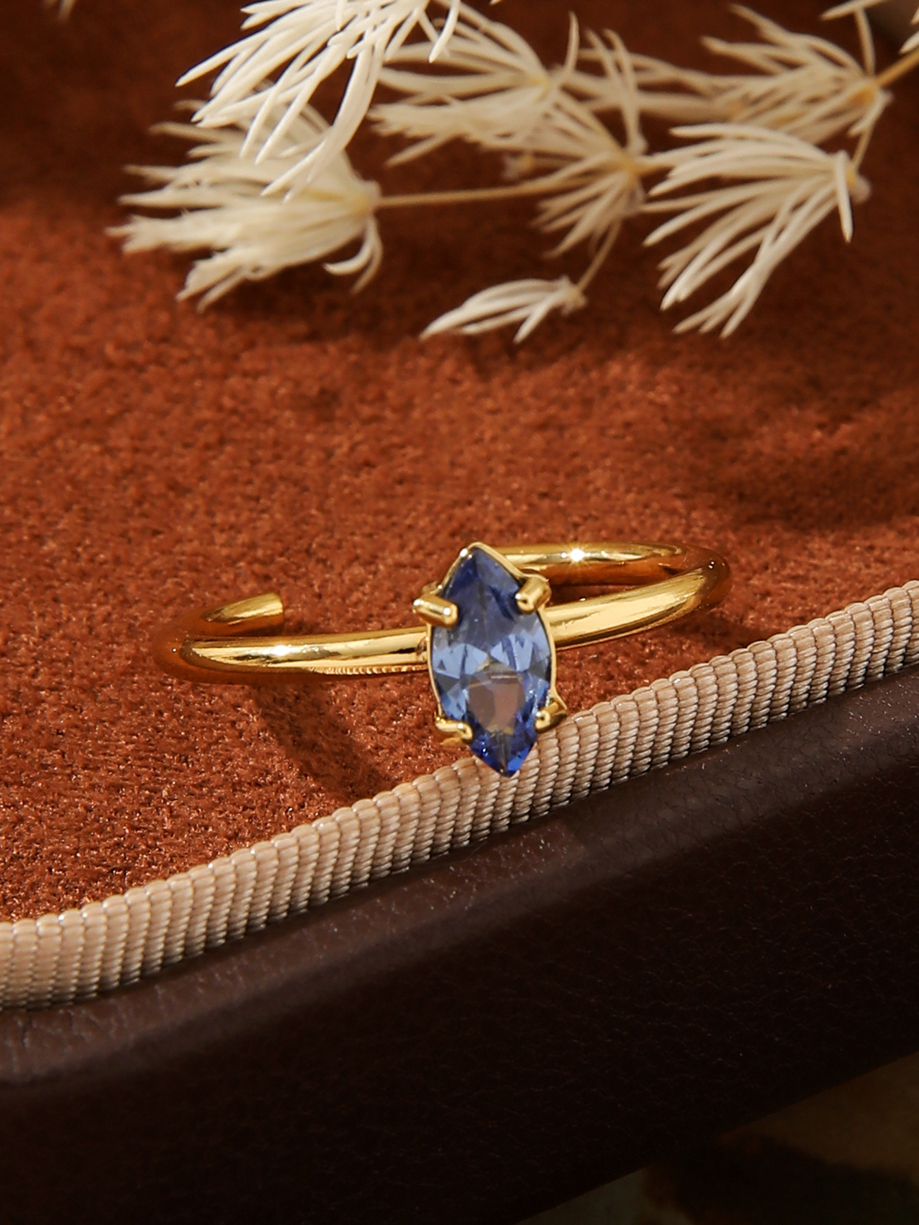 Titanium Steel Water Drop Inlaid Women's Fashionable Elegant Bowknot Gold Plated Colorful Diamond Open Ring