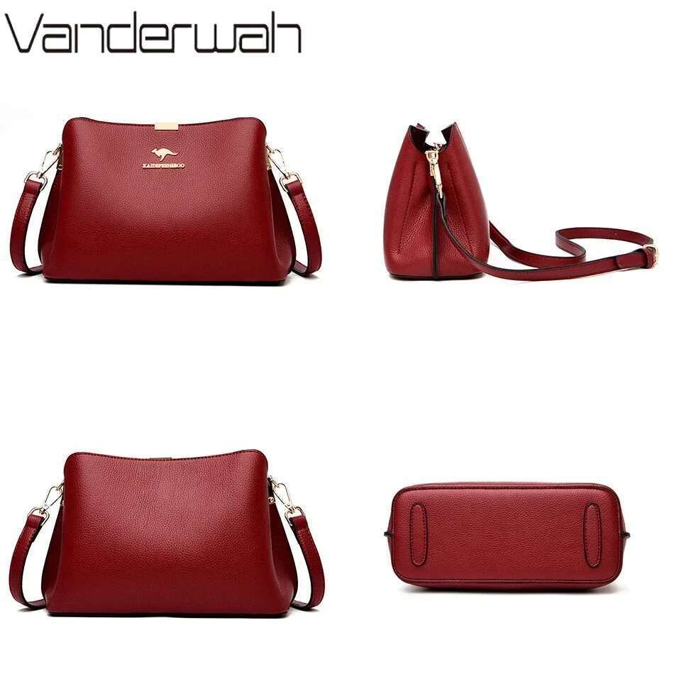 Solid Color Designer High Quality Leather Women's Handbag Purses Multifunctional Ladies Shoulder Messenger Bags Sac Femme