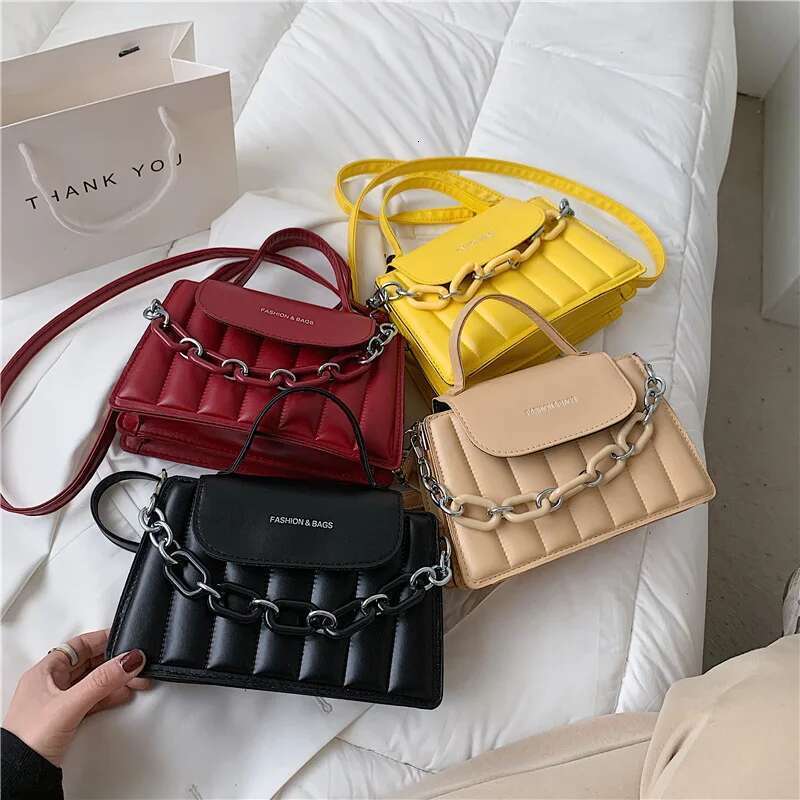 New Chains Shoulder Women Solid Color Crossbody Designer Messenger Handbag and Purse Top-handle Bag feminina