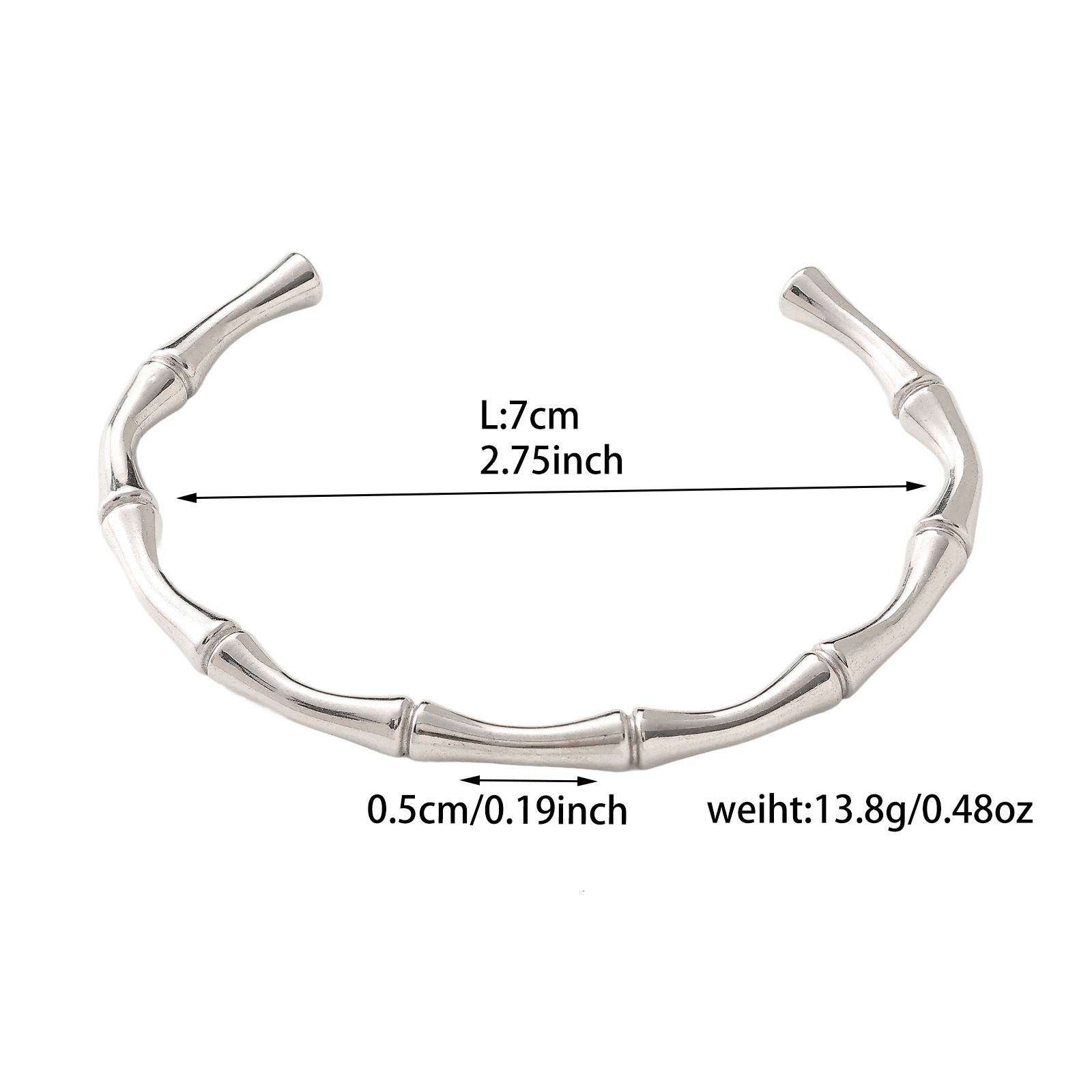 Exaggerated Design Gold-Plated Bamboo Stripe Bracelet Thick Titanium Steel Bangle