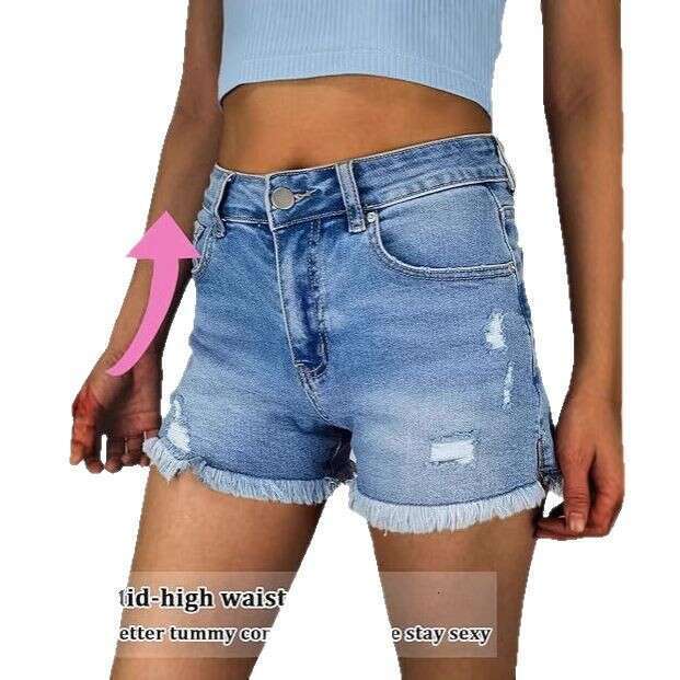 Denim Shorts Jeans Shorts Summer New Ripped Frayed Elastic Washed Denim Women S Shorts Ripped Short Jeans