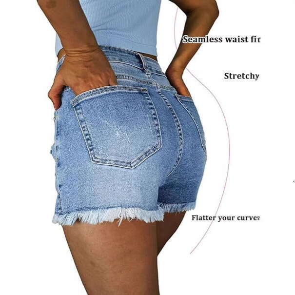 Denim Shorts Jeans Shorts Summer New Ripped Frayed Elastic Washed Denim Women S Shorts Ripped Short Jeans