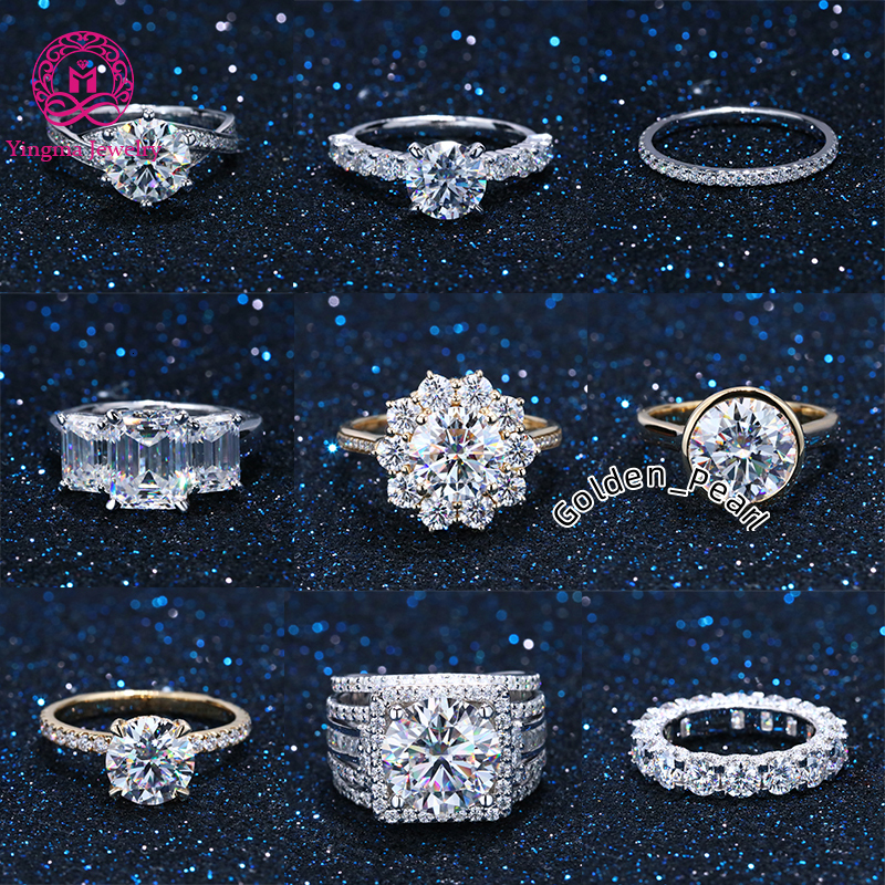 14K 18K Solid Gold Jewelry 925 Sterling Silver Moissanite Ring in Stock Fantastic Colorless Moissanite Wedding Engagement Ring