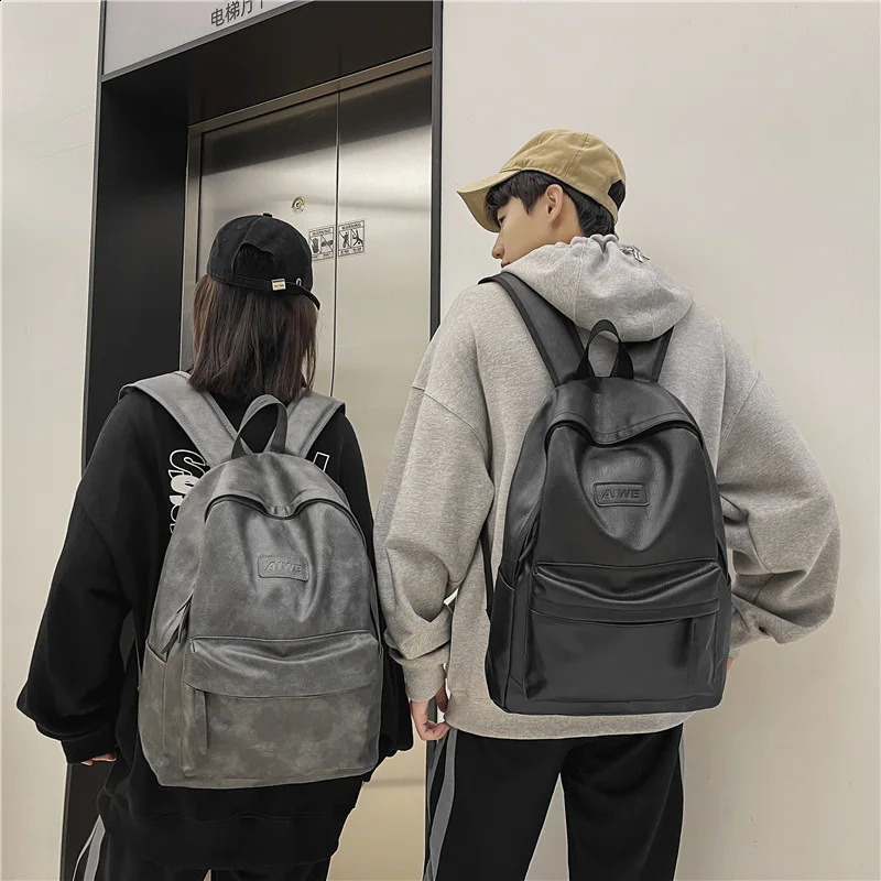 High Quality Women Man Backpack PU Leather Mens Backpacks Girl er Back Pack Laptop Bag Large Capacity Travel Bag 250526
