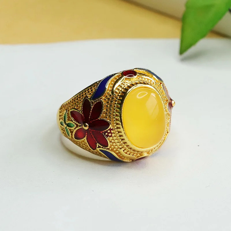 Natural Amber Ring Yellow Beeswax Finger Rings Finger Ring Jewelry 250526