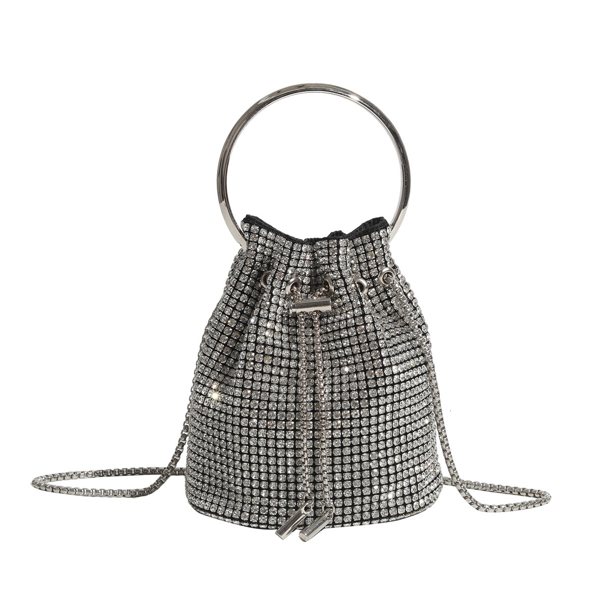 designer 2025 Summer New High-End French Style Niche Rhinestone Small Bag Tassel Chain Bucket Bag Handbag Crossbody Bag