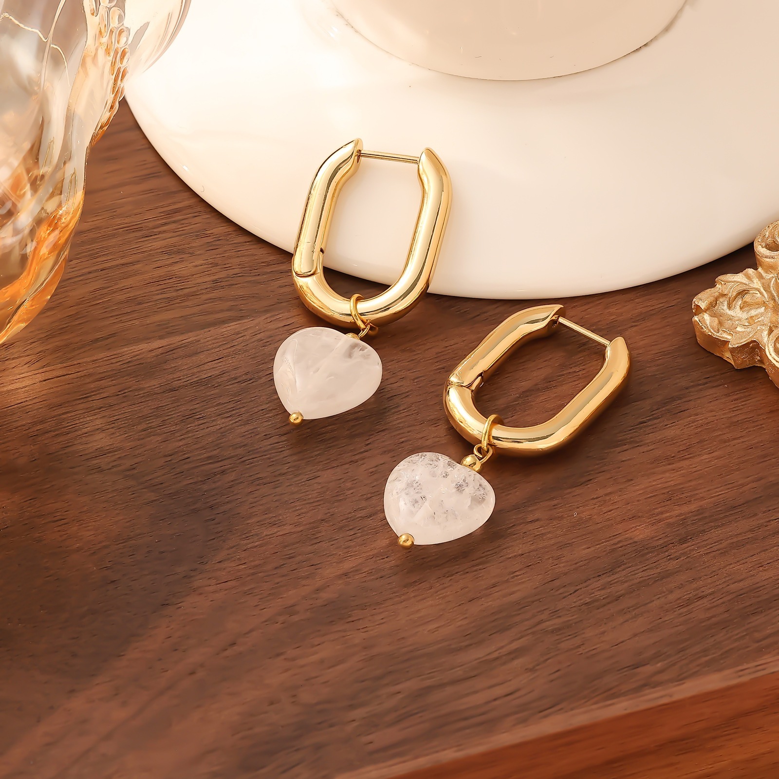 Gold Stainless Steel Hoop Colorful Earrings Jewelry