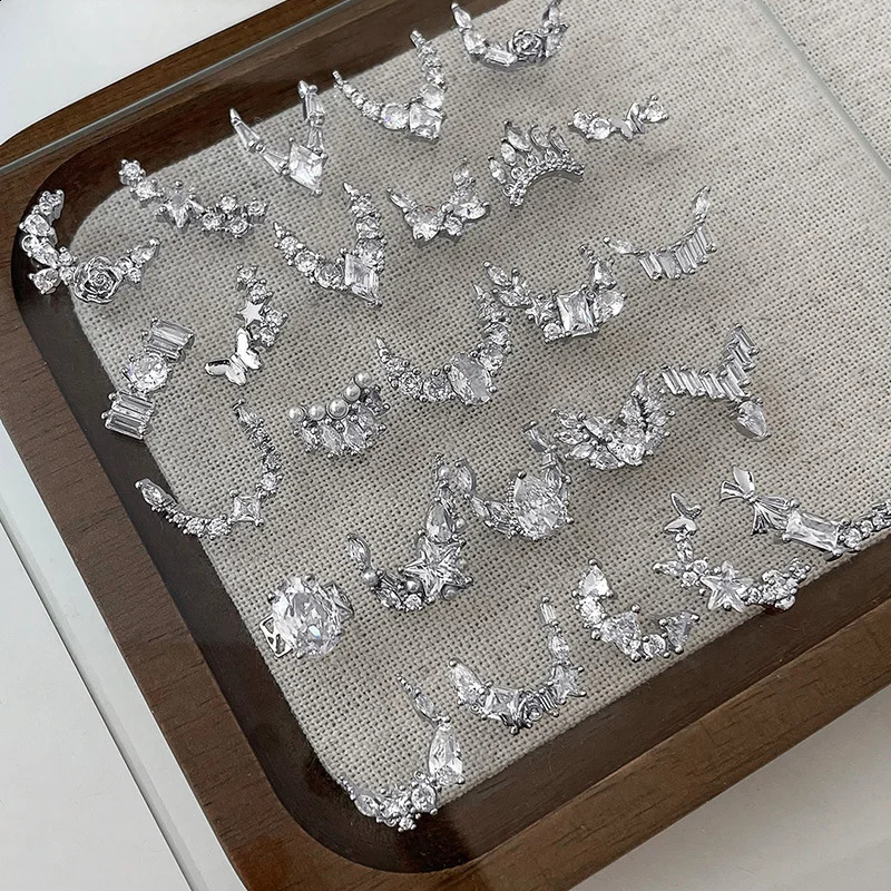 5Pcs Nail Charms Alloy Rhinestones 3D Star Butterfly Heart Necklace Crown Nails Crystal Diamond Nail Art Decoration Accessories 250528