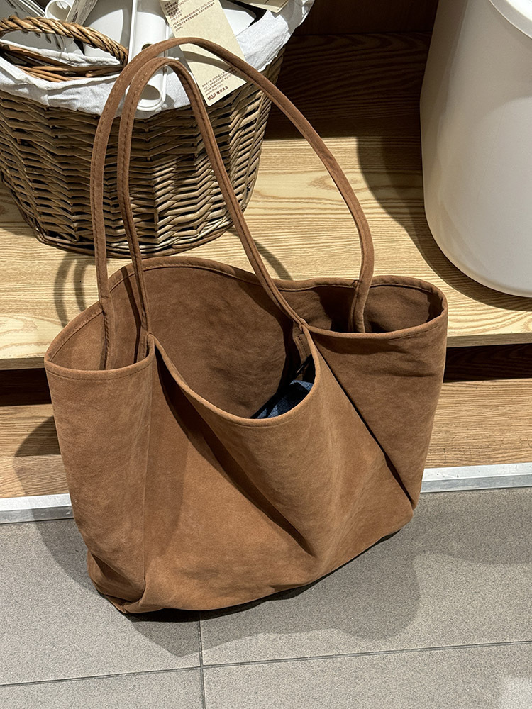 designer Autumn Winter Large Capacity Suede Lazy Style Single Shoulder Bag Large Bag Artistic Student Versatile Handbag Large Capacity Shopping Bag
