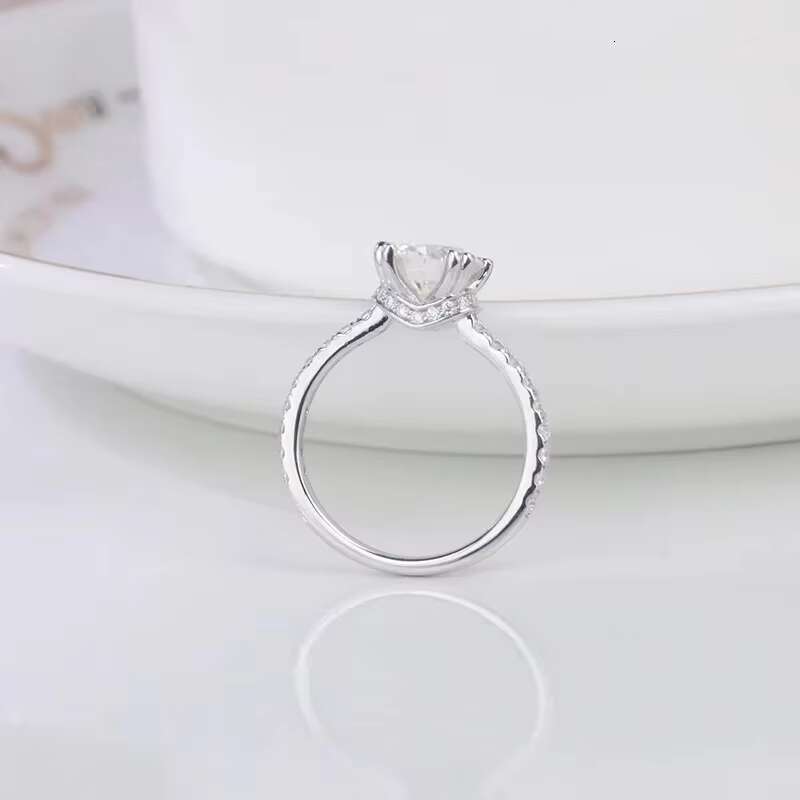 DE 1.5ct Moissanite Engagement Women Ring Fashion Moissanite Wedding Women Ring 7.5mm VVS Moissanite 925 Silver Rings