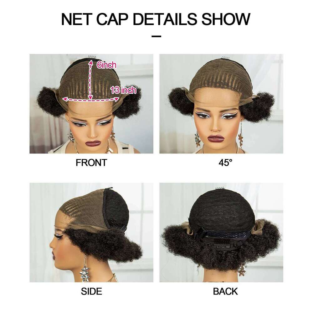 6Inch Natural Afro Kinky Curly Synthetic Braided with Baby Hair Transparent Lace Front Cornrow Braids Wigs for Black Women