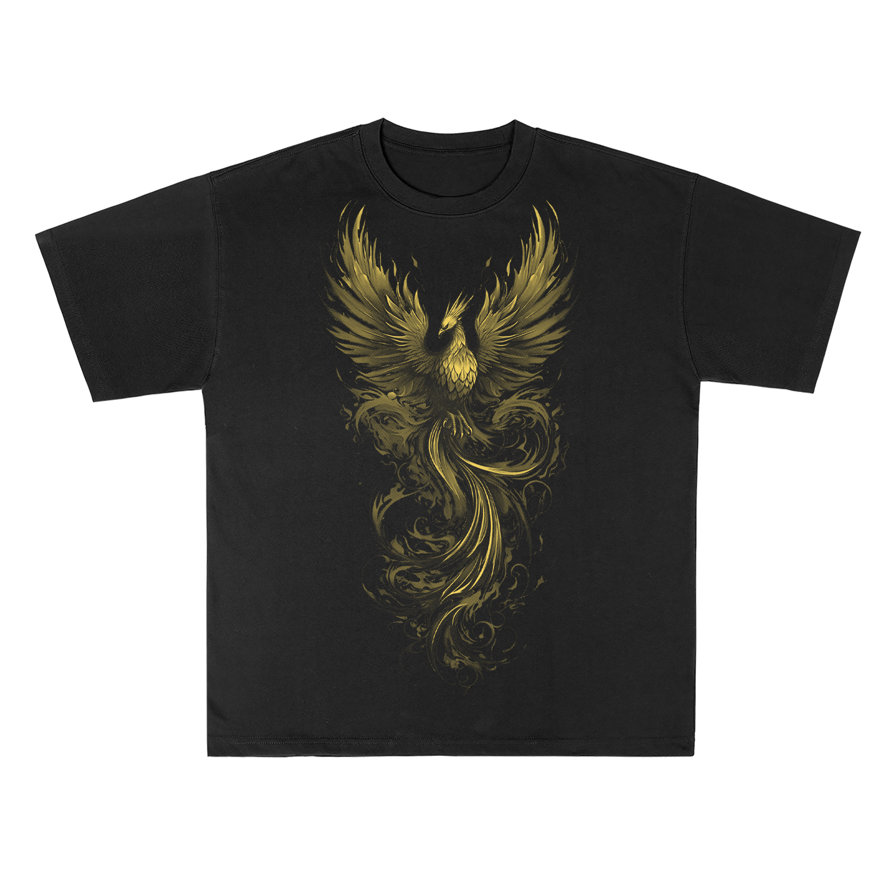 T-shirt men's top designer cotton T-shirt golden phoenix short sleeved clothing high-quality fashionable T-shirt