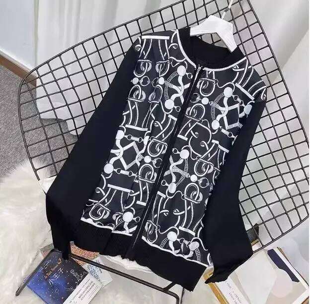 Printed Spring Autumn Thin Knitted Cardigans Women Vintage Knitting Tops