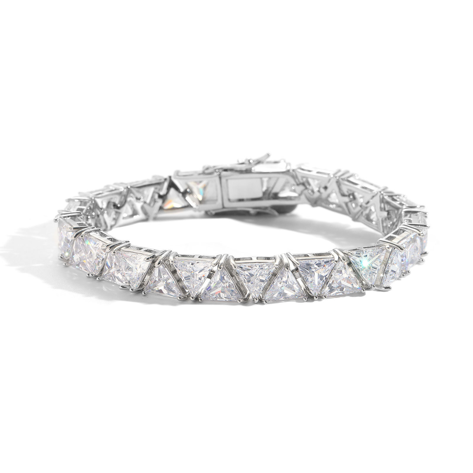 Hip Hop Bracelet 9mm Triangular Moissanite Tennis Chain Fashionable and Versatile Trendy Mens Jewelry Hip Hop Chain moissanite