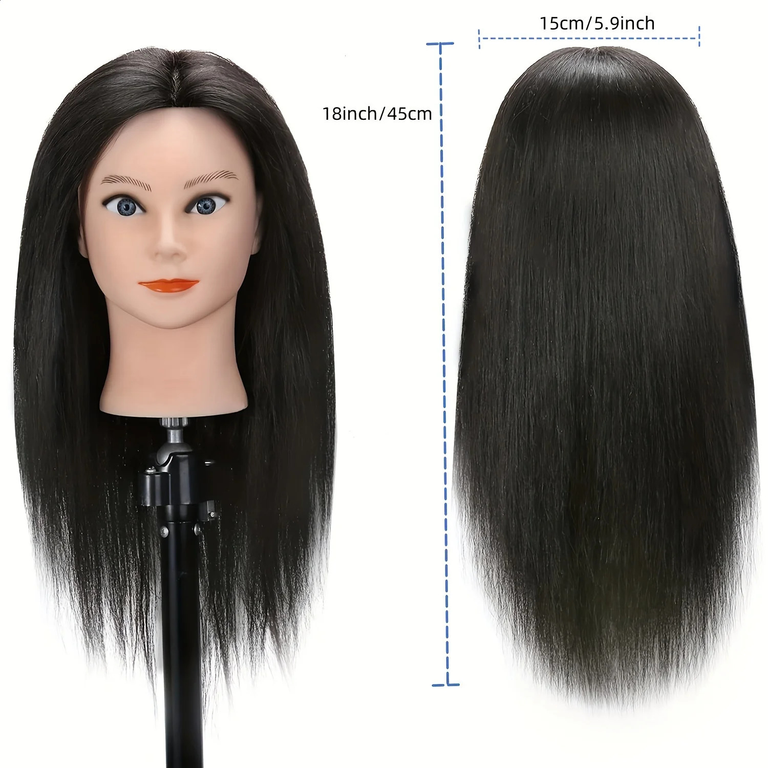 100% Real Hair Mannequin Head for Hairdresser Training and Practice-Perfect for Professional Use 250529