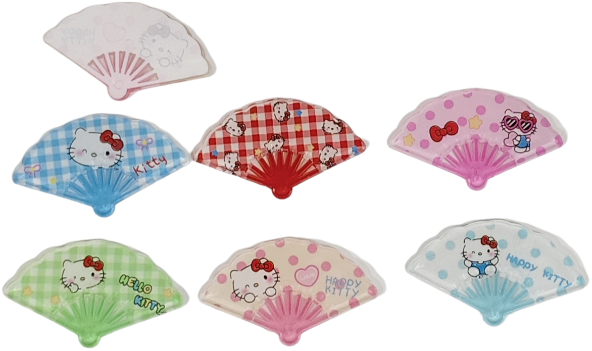 Ice translucent printed fan cat diy Japanese sweet high colorful girl style