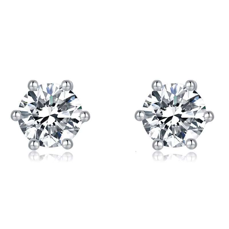 S925 Sterling Round Moissanite Jewelry Set Six Claw Halo Elegant Gems Ear Stud Earring for Women