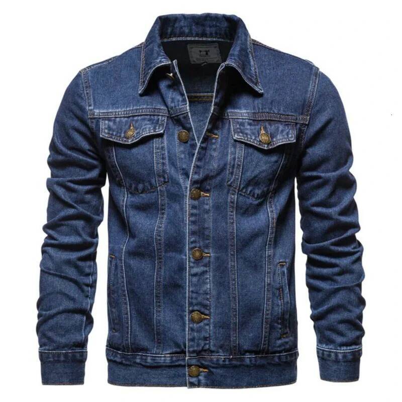 New Autumn Men's Workwear Jeans Jacket Loose Casual Versatile Youthful Male Solid Color Tops Dnim Mens Outwear
