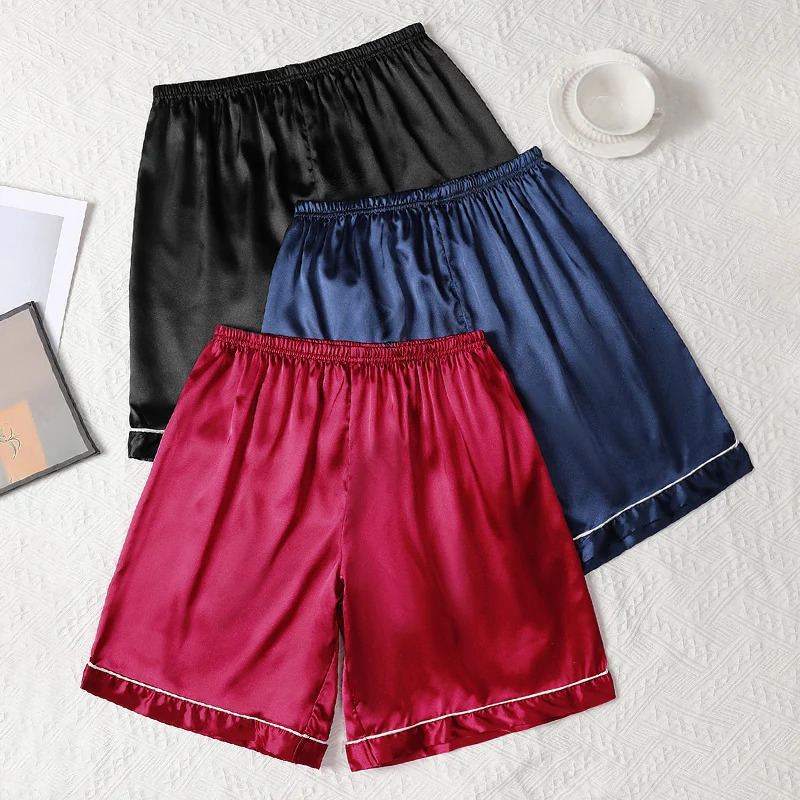 3 Pack Mens Satin Silklike Sleep Shorts Soft Comfortable Sleepwear for Men Summer Lounge Home Wear Casual 250526