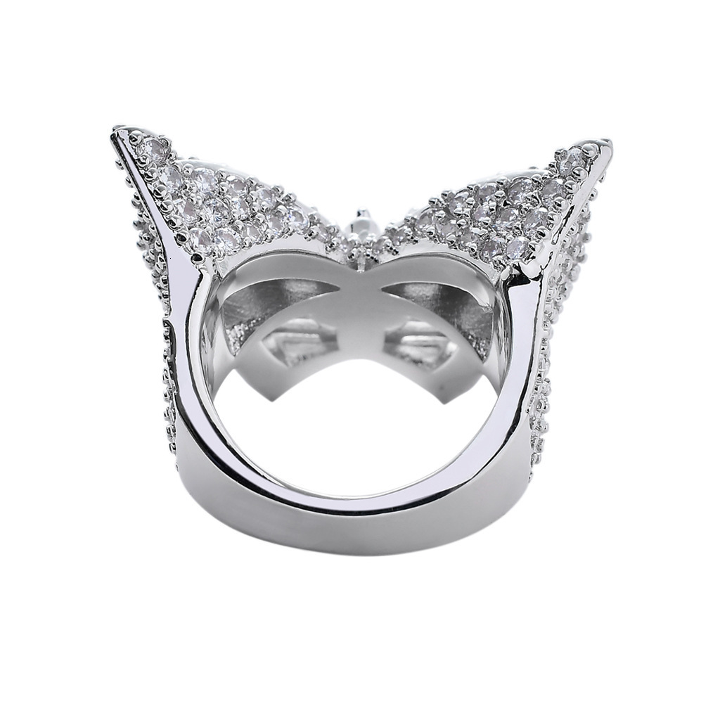 New micro inlaid Moissanite butterfly ring Street exaggerated mens and womens ring hip hop ring moissanite