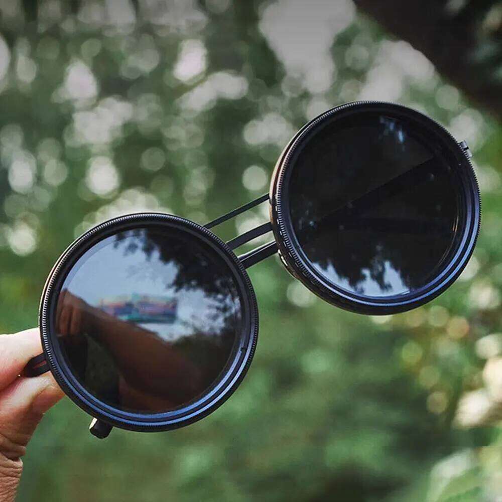 ND9 adjustable dimming Retro Punk round men's outdoor fishing UV400 polarized driving sunglasses for Driving Fishing designer bag