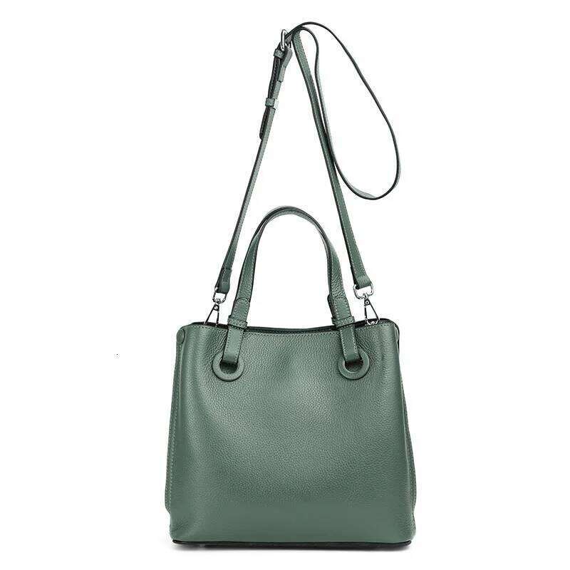 Genuine Leather 2023 New Atmosphere Crossbody Bucket Wrap Head Layer Cowhide Bag Women's Handbag