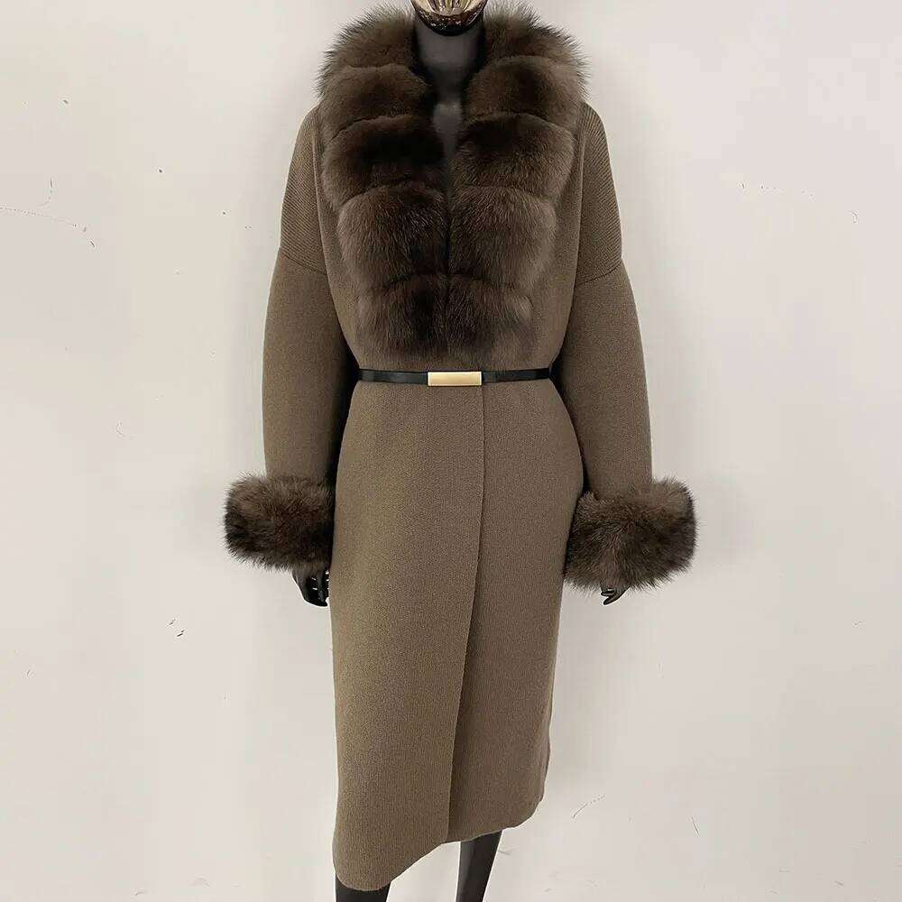 OFTBUY Knitwear Warm Belt Real Fox Female Natural Fur Coat Women 2025 New Autumn Winter Sweater Jacket Lady Fashion