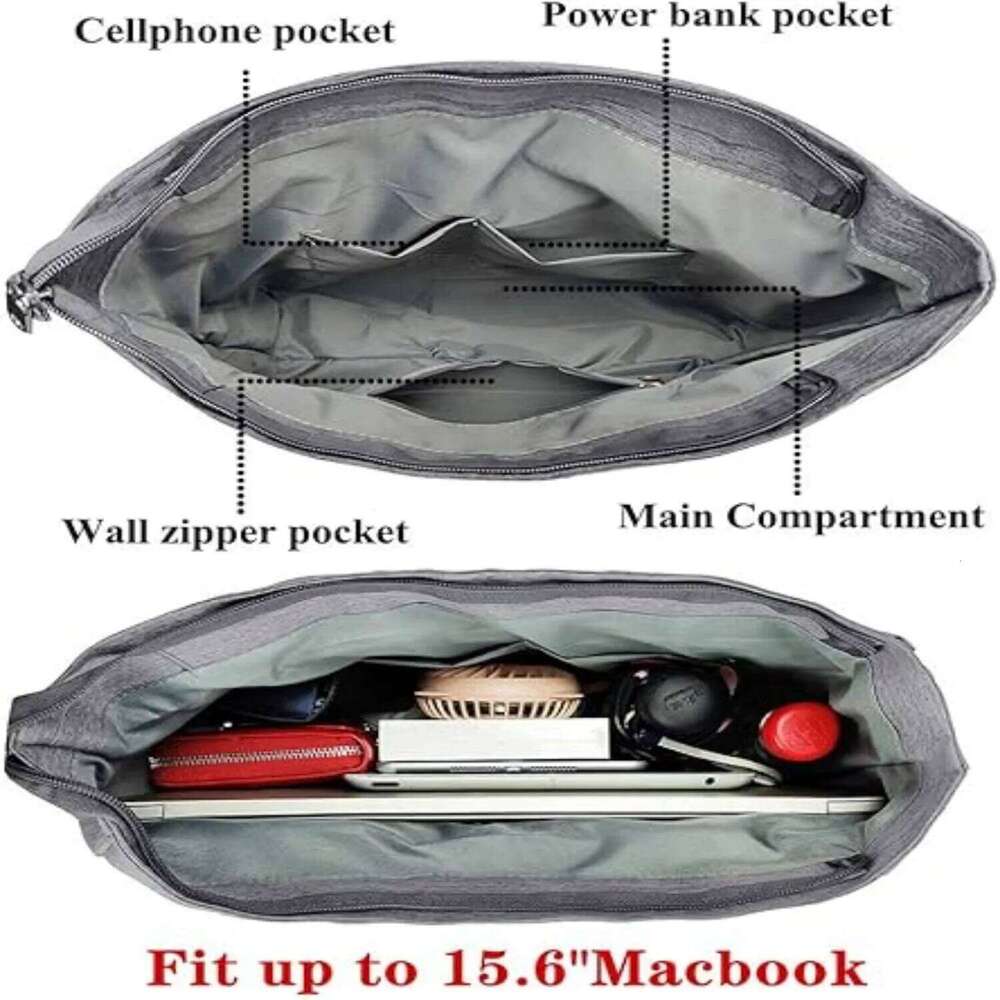 Waterproof Nylon Multi Pocket Shoulder Bags, Work Bag, Teacher Purse Handbag for Women Men Laptop Tote Bag
