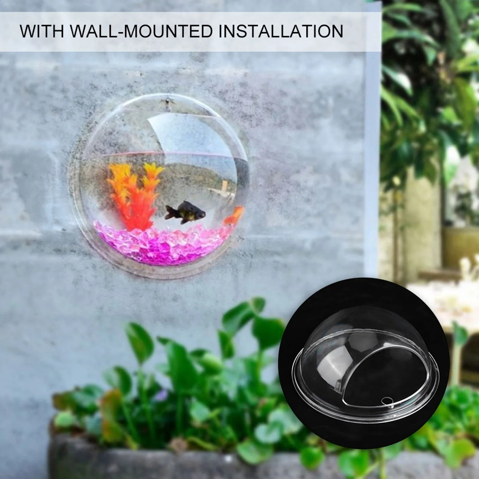 Home decoration Wall Mounted Hanging Transparent Fish Bowl Acrylic Fish Aquarium Decoration 15cm Wall decoration 250530