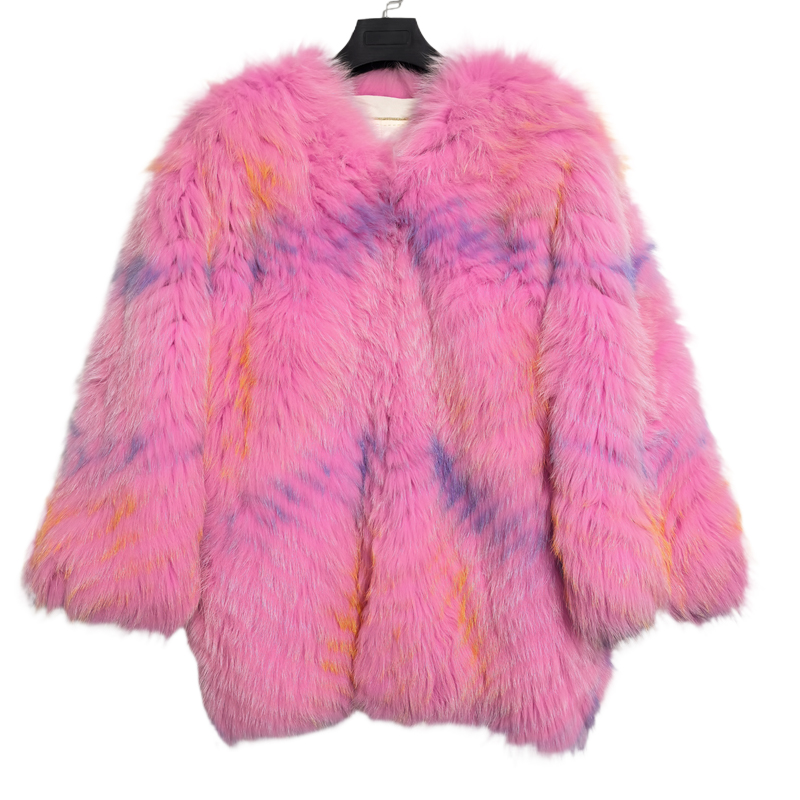 Elegant Female Winter Outfit: Luxurious Genuine Raccoon-Fur Coats for Cold Weather Protection