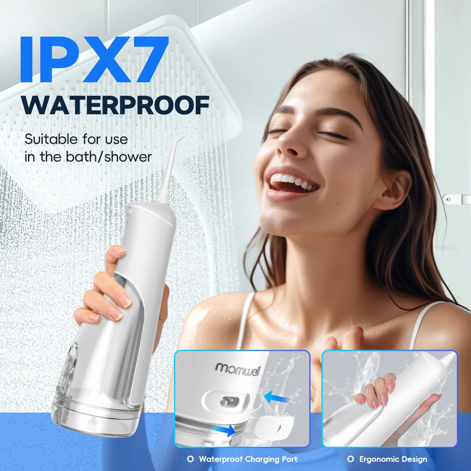 Water Dental Flosser300ML Tank DIY Mode Rechargeable Oral IrrigatorIPX7 Waterproof 5 Modes 3 Pressure Irrigate for Teeth Clean 250530