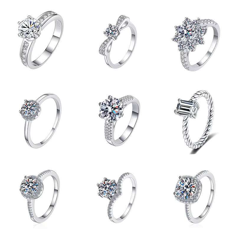 Wholesale Custom Design Oval Round Pear Cut Real Silver 925 Sterling Fine Jewelry Moissanite Diamond Rings for Men Women