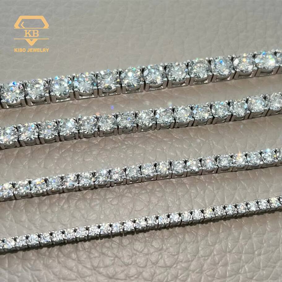 Trendy Sier Bracelet Unisex Hip Hop Tennis Chain Moissanite Jewelry White GRA