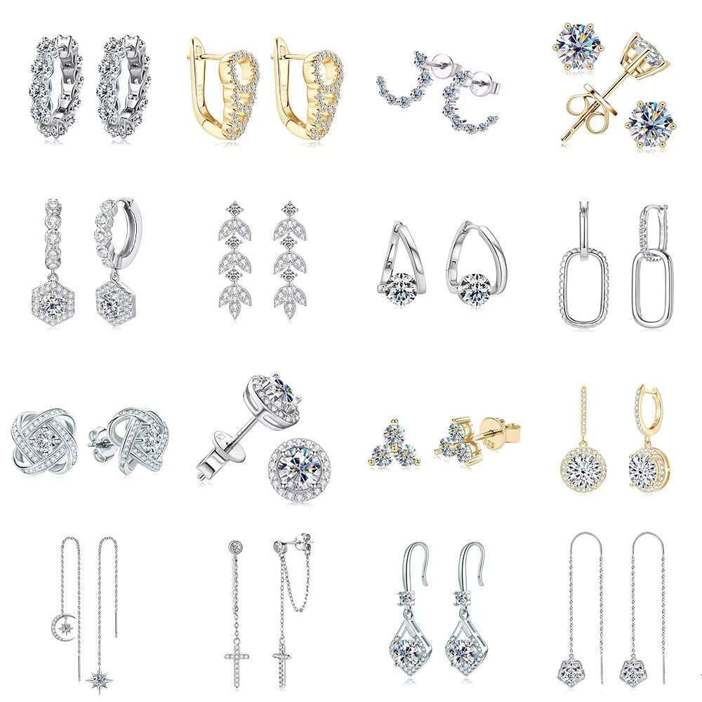Earrings Wholesale Bulk 1.2mm Moissanite Diamond 925 Sterling Silver Classic Fashion Jewelry Earrings Hoop Earrings for Women