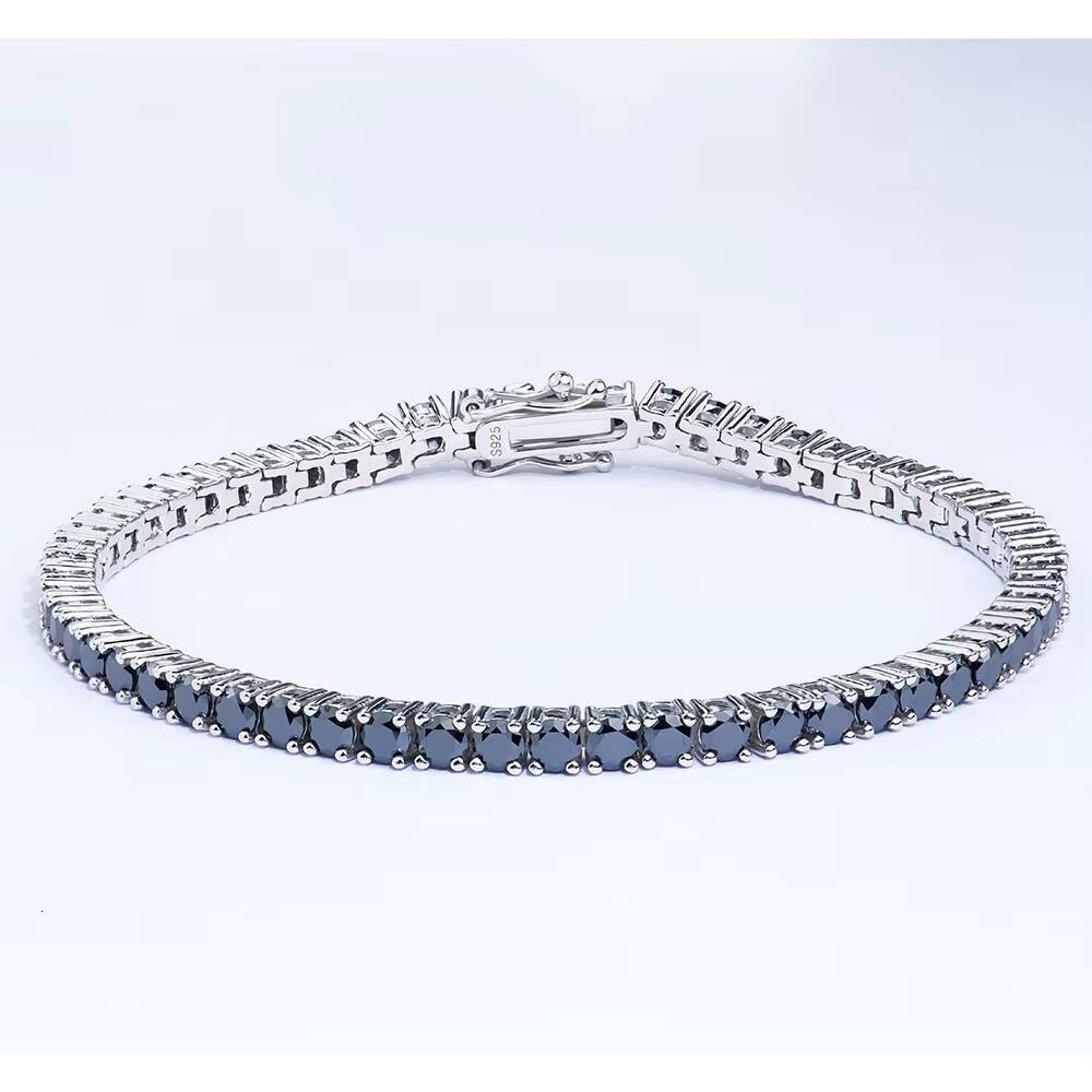 Sterling Sier Classic Unisex Blue Green 3mm Colorful Pyroxene Tennis Bracelet