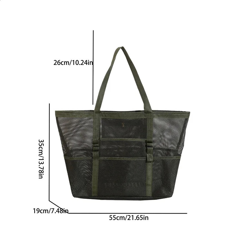 Hollow Large Capacity Makeup Storage Bag Women Multifunctional Mesh Shoulder Bag Travel Transparent Beach Bags 250530