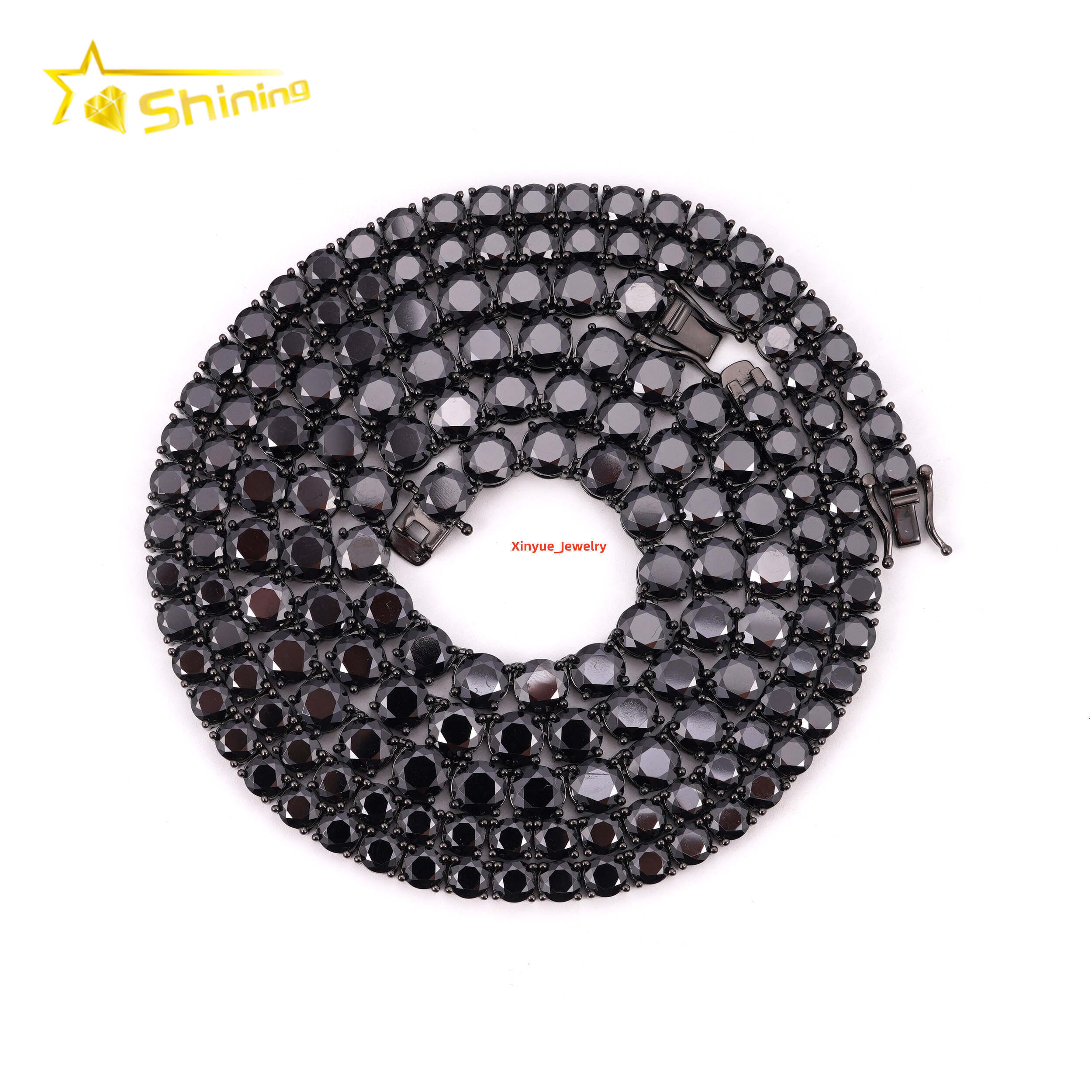 Pass Tester RTS Factory Hip Hop 925 Sterling Silver 3mm 3.5mm 4mm 5mm Diamond Necklace Iced Out Black Moissanite Tennis Chain