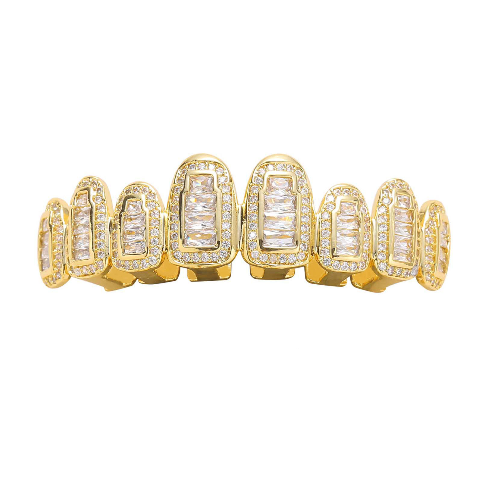 Meisas New Hip Hop Decoration Eight Teeth Bracelets Micro Inlaid with T-shaped Moissanite Sharp Teeth Gold Teeth Trendy Hip Hop Jewelry moissanite