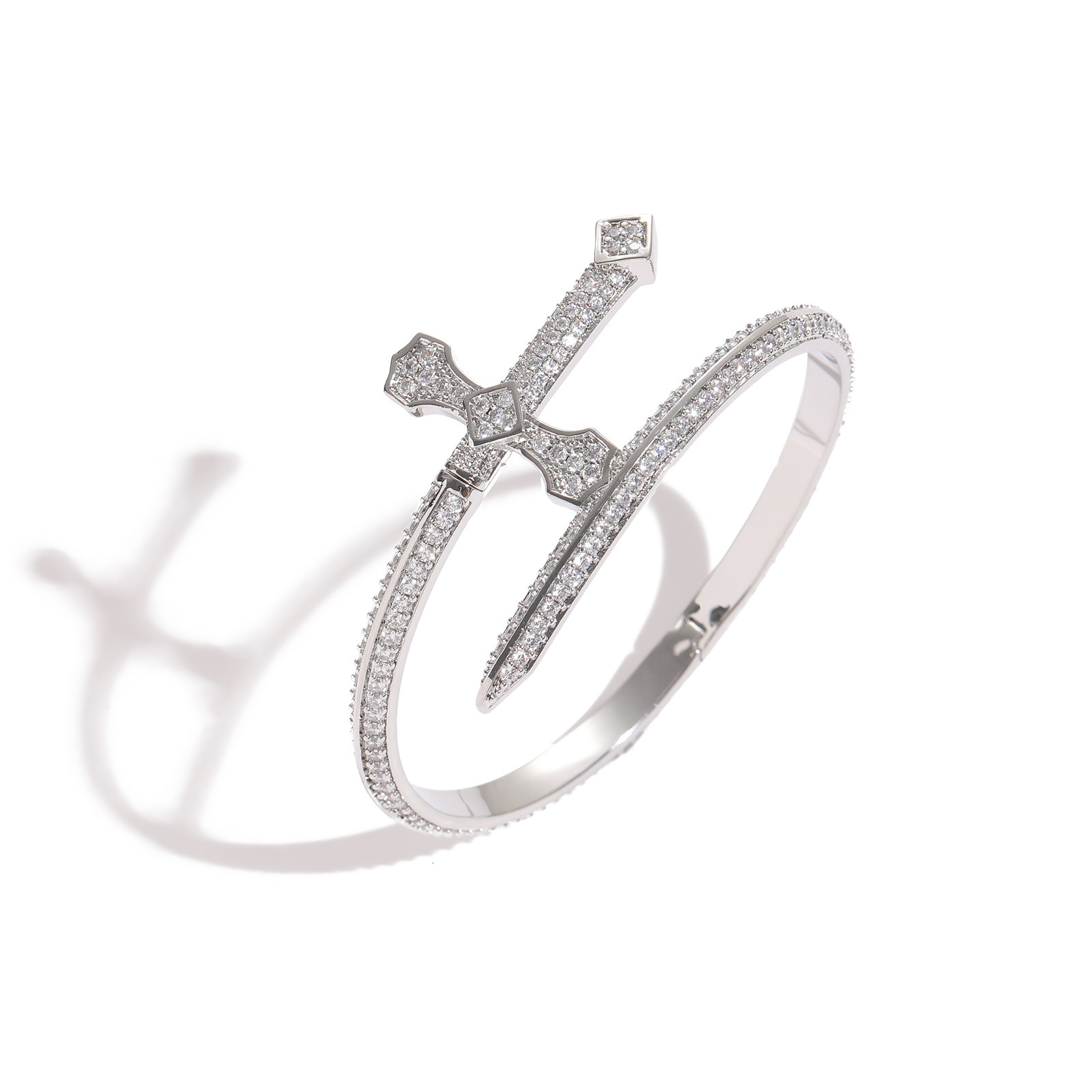 Hip Hop Jewelry Mens New Product Justice Sword Bracelet Set with Moissanite Full Diamond Trend Personalized Handwear moissanite