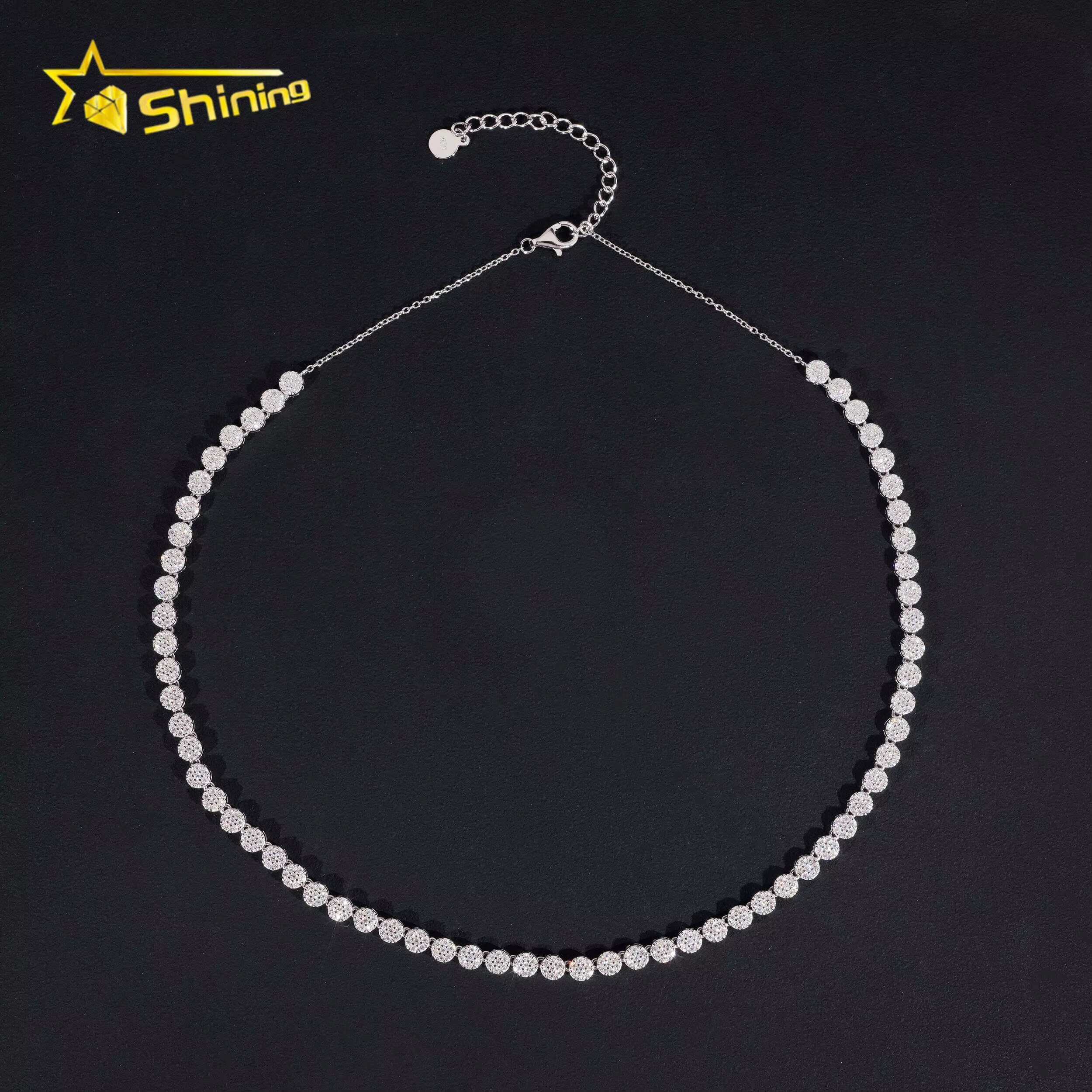 Fine Jewelry Ladies Necklace Men Women 925 Silver 4.4MM Width Moissanite Tennis Necklace Custom Hip Hop Iced Out Necklaces