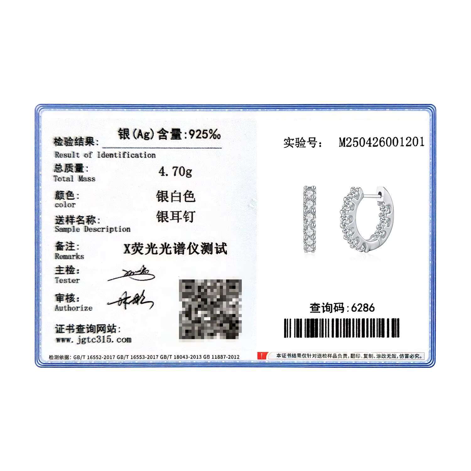 925 Sterling Silver Fashion Dazzling Round Moissanite Hoop Earrings for Women Daily OL Fine Jewelry Accessories