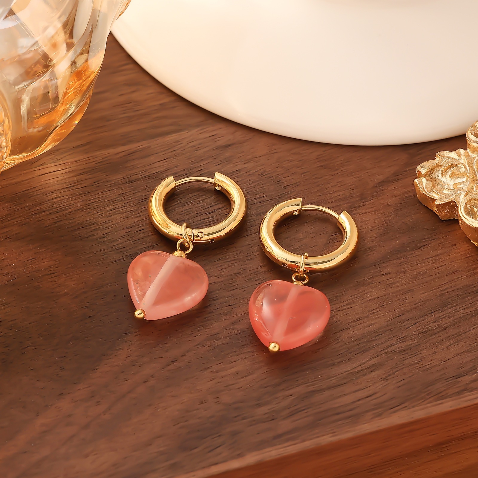 Gold Stainless Steel Hoop Colorful Earrings Jewelry