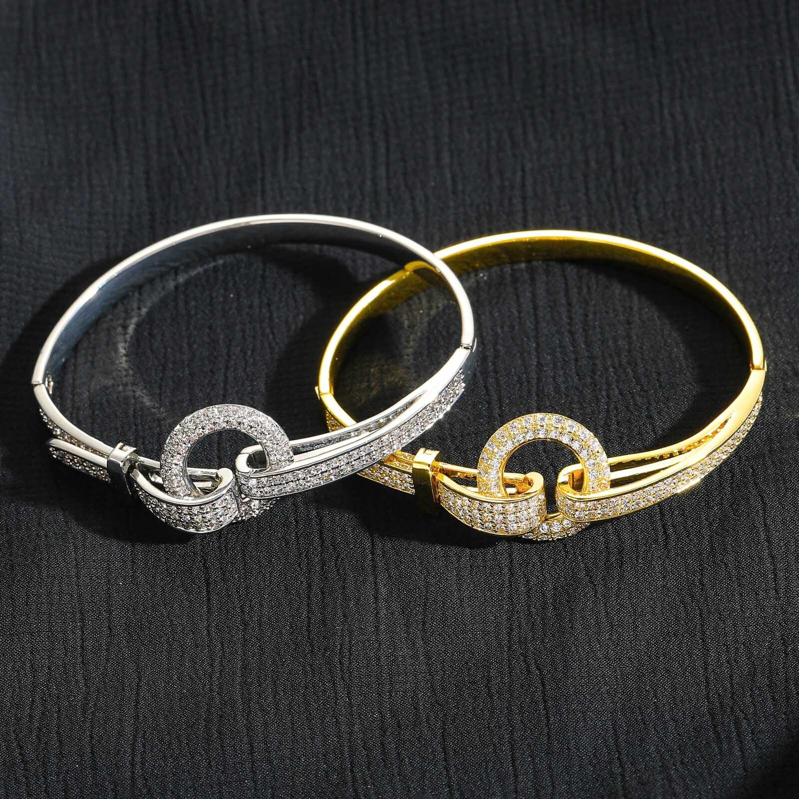 Hip Hop Belt Buckle Bracelet Female Minority Light Luxury Jewelry Set with Moissanite Personalized Fashion Accessories moissanite