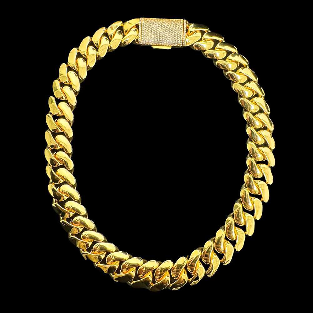 Luxury 8/10/12/14mm Cuban Chain Hiphop 925 Silver Gold Plated Monaco Chain Custom Clasp Plain Cuban Link Chain