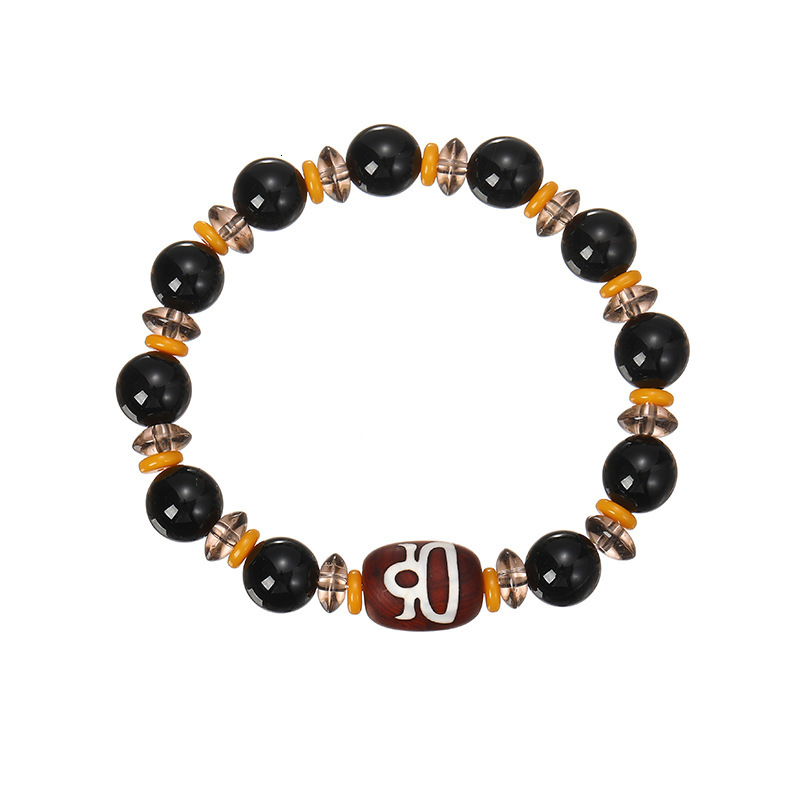 Fragrant Grey Glass Stone Five Elements Multi Treasure Swallowing Gold Hand String Celestial Beast Agate Bracelet