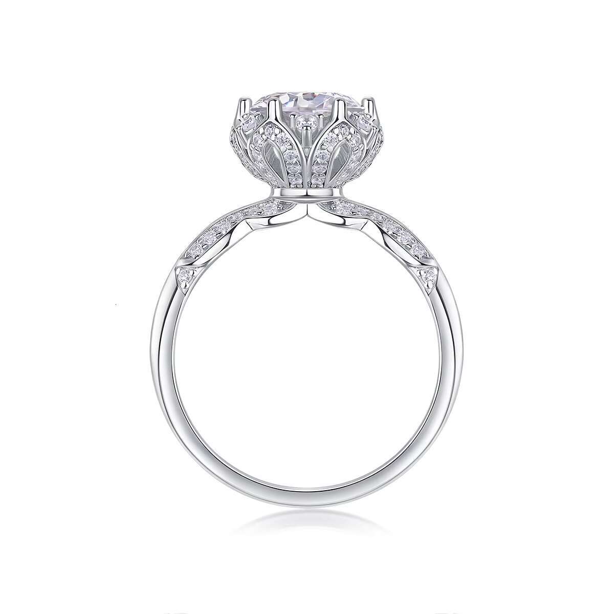 Moissanite Jewelry 2 Ct Real S925 Sterling Silver Ring Market Diamond Engagement Wedding Rings for Women