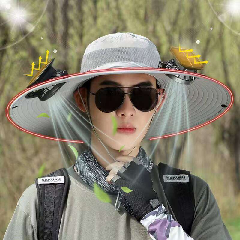 Solar Cooling Work USB Rechargeable Fan Hat for Outdoor Fishing Hiking Camping