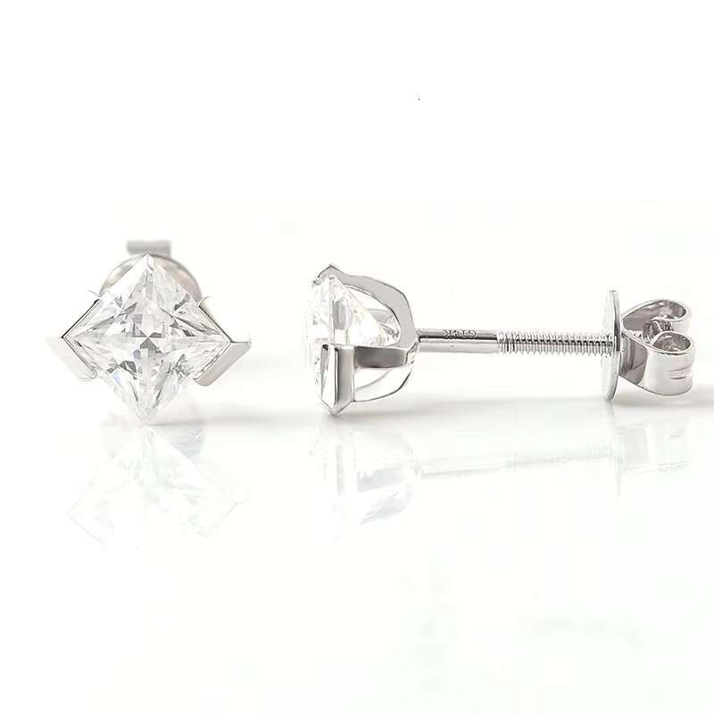Princess Cut Diamond Moissanite Stud Earrings Bulk Wholesale Customized Earrings for Women