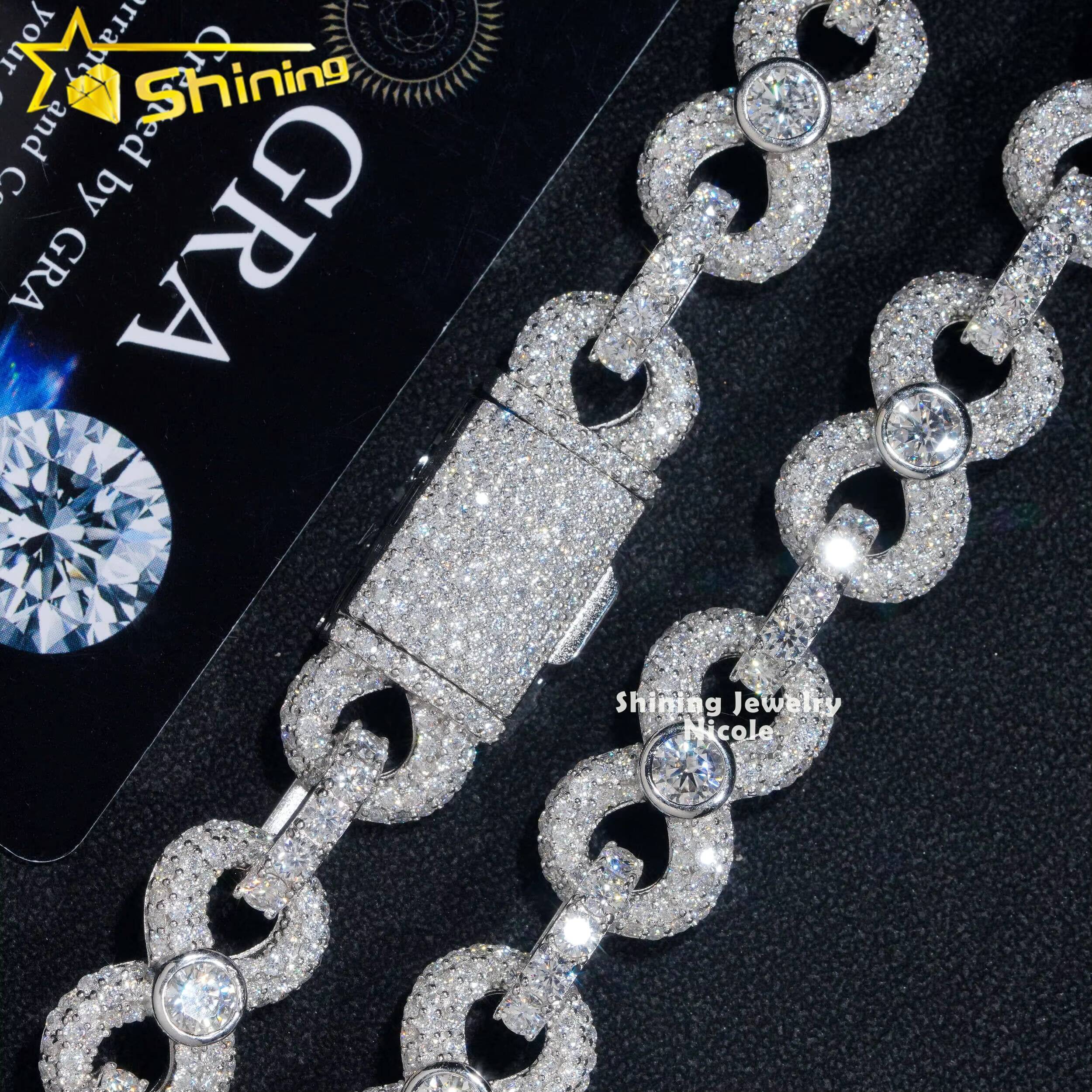 Hip hop accessory fashion solid sier ice 13mm pyroxene Cuban chain infinite necklace