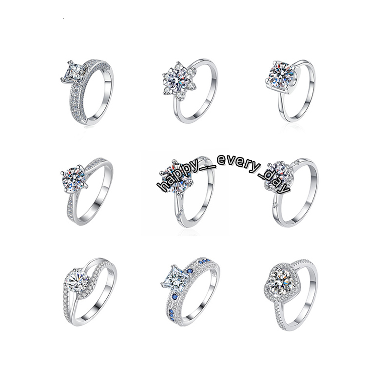 Wholesale Custom Design Oval Round Pear Cut Real Silver 925 Sterling Fine Jewelry Moissanite Diamond Rings for Men Women